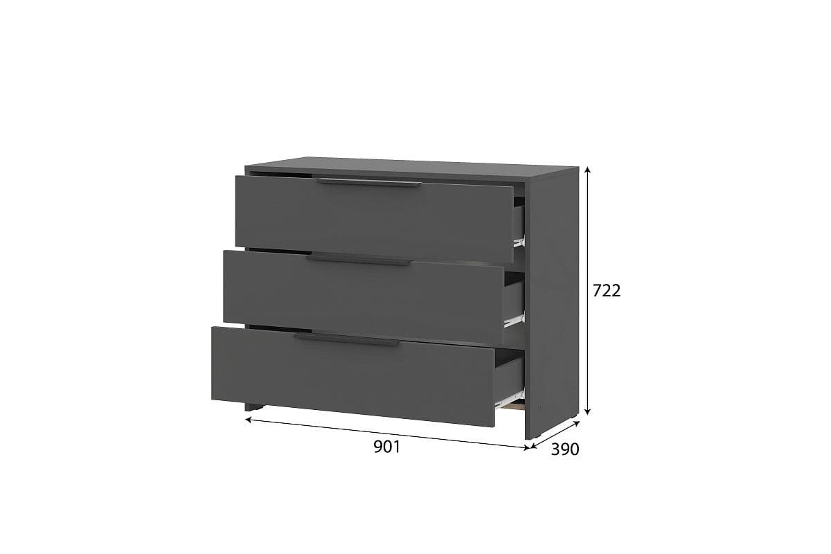 Комод 3 ящика Камелия Графит - фото 3