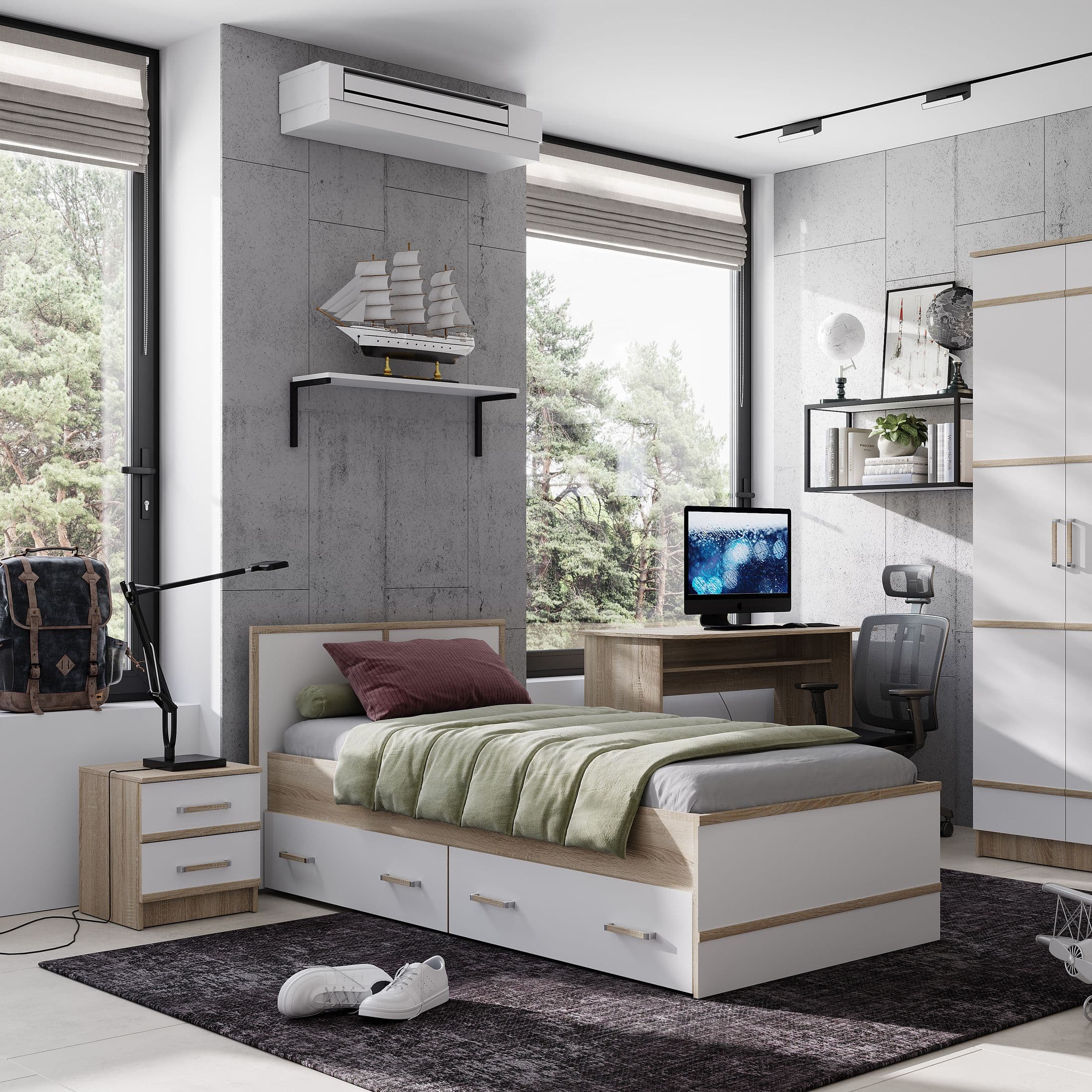 Кровать 900 LIGHT (Сакура Сонома, модульная) - фото 5