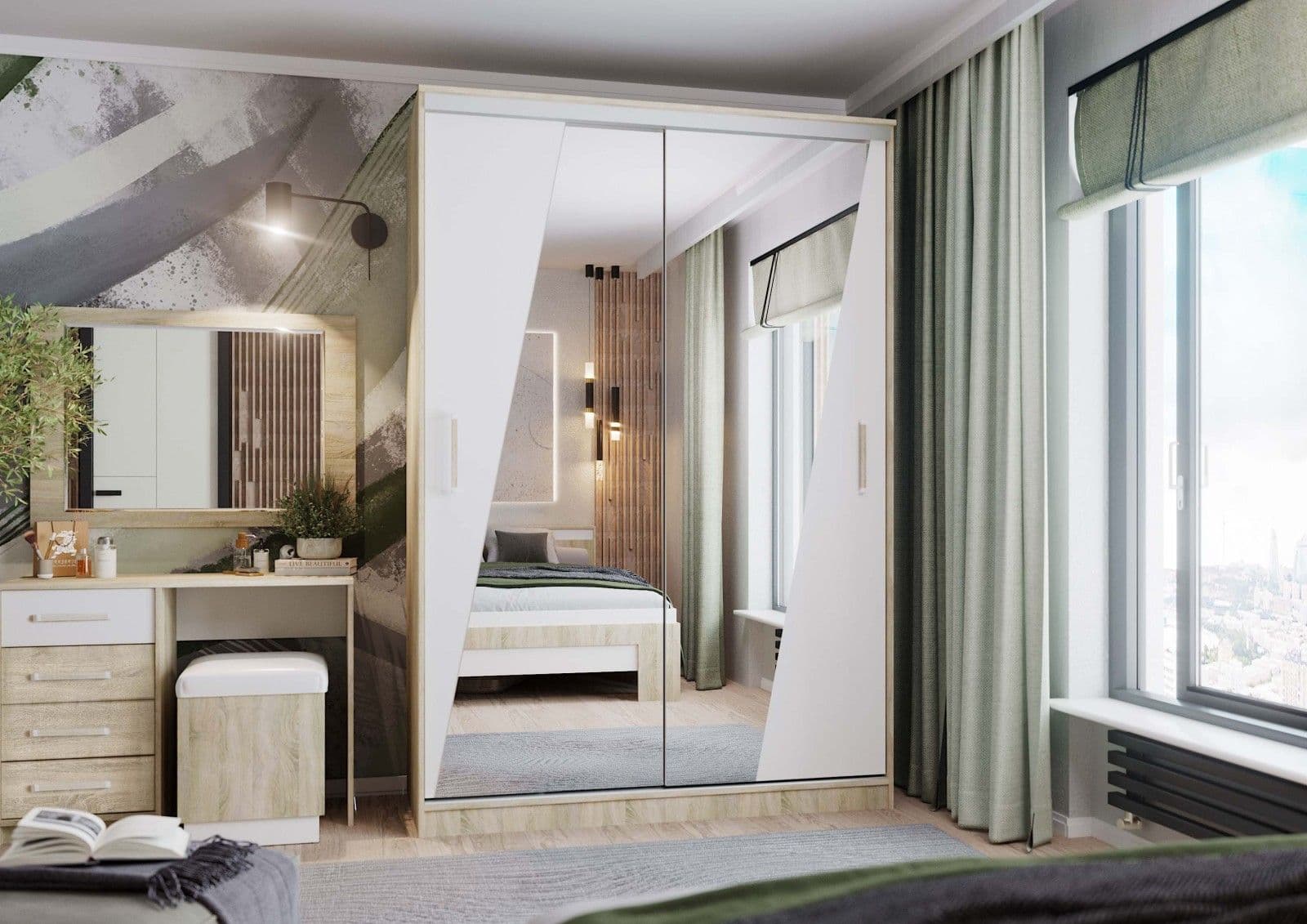 Шкаф-купе ПШ-2.9 (1800) Норд Белый Жемчуг (Эдем-1, модульная)